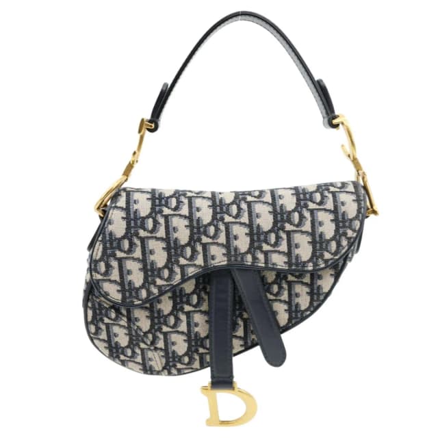 Dior Saddle Oblique Jacquard Satchel Bag Navy Blue in Navy from Dallas Designer Handbags, photo 1 of 1