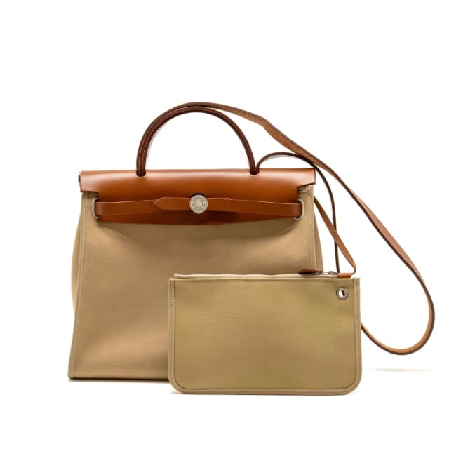 Hermès herbag 31 zip bag canvas/hunter leather trench SHW stamp C in Canvas from EMIER, photo 1 of 1