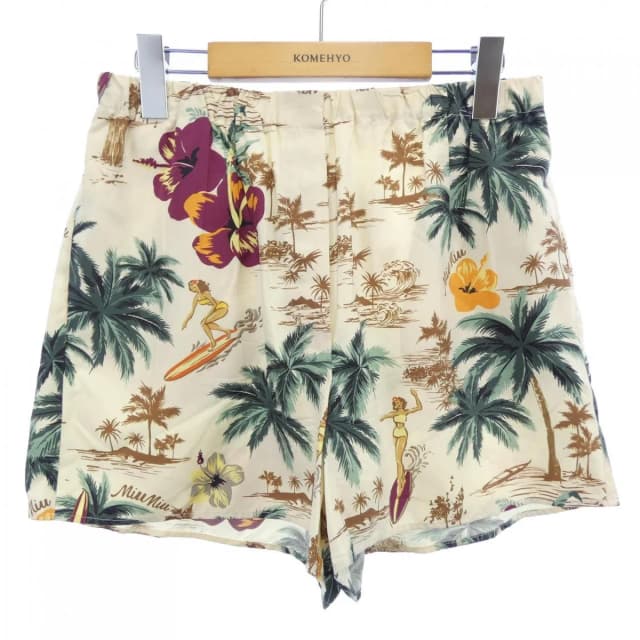 Miu Miu Shorts Beige in Beige Silk from The Reluxe, photo 1 of 1