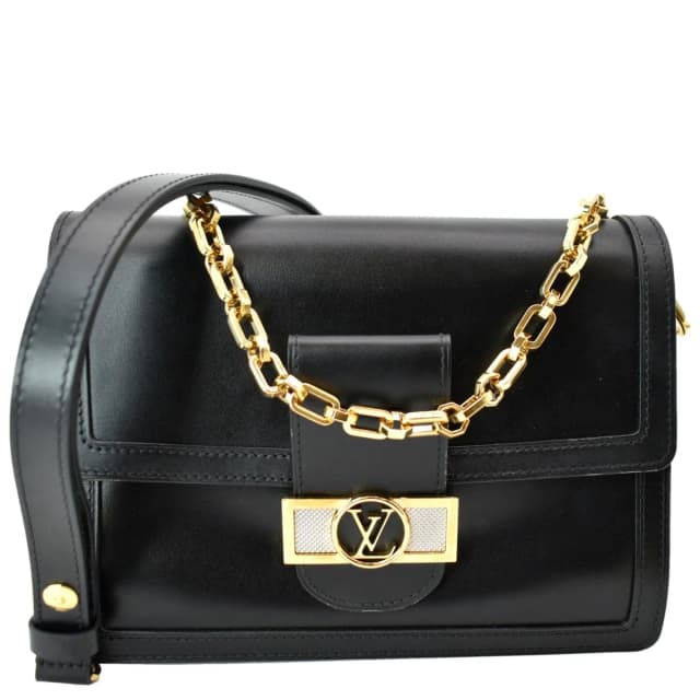 Louis Vuitton Dauphine MM Smooth Leather Shoulder Bag Black in Black Leather from Dallas Designer Handbags, photo 1 of 1