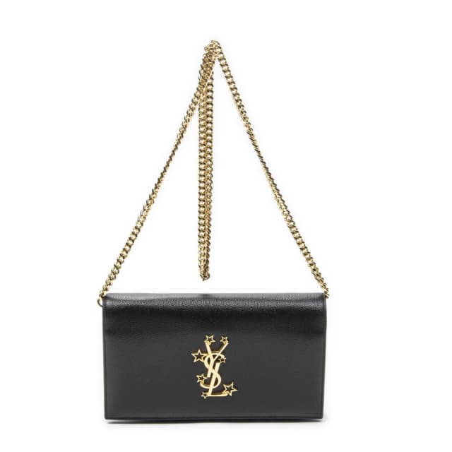 Saint Laurent Star Kate Chain Black Gray Dollar Leather Shoulder Bag in Black Leather from The Reluxe, photo 1 of 1