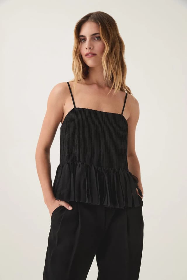 AJE Arris Fringed Top in BLACK, image 1 of 1 from Aje