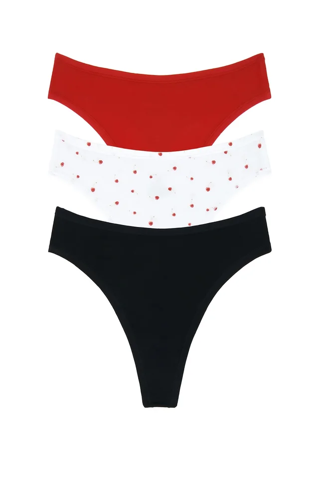 Negative Underwear Cloud Cotton Thong 3 Pack in Black, image 1 of 1 from FWRD