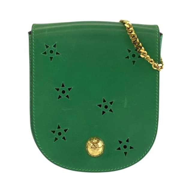 Celine Vintage Star Ball Cutout Green Shoulder Bag Pochette in Green Leather from The Reluxe, photo 1 of 1