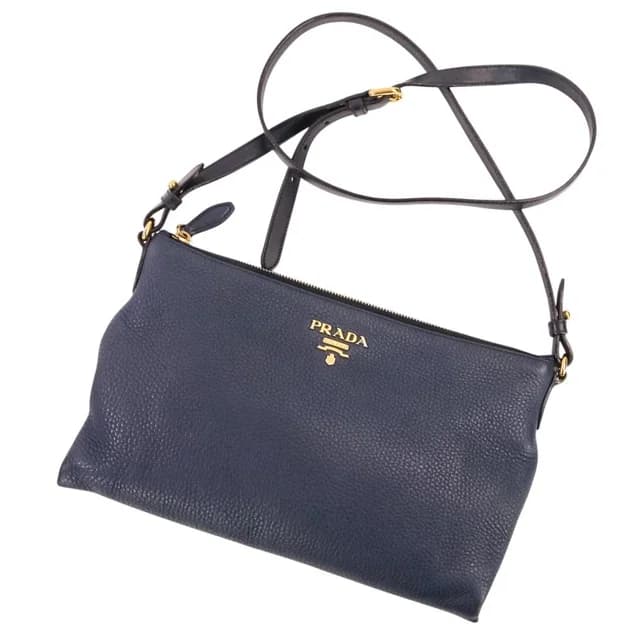 Prada Vitello Daino Leather Shoulder Bag Striped Strap Included Navy in Navy Leather from The Reluxe, photo 1 of 1