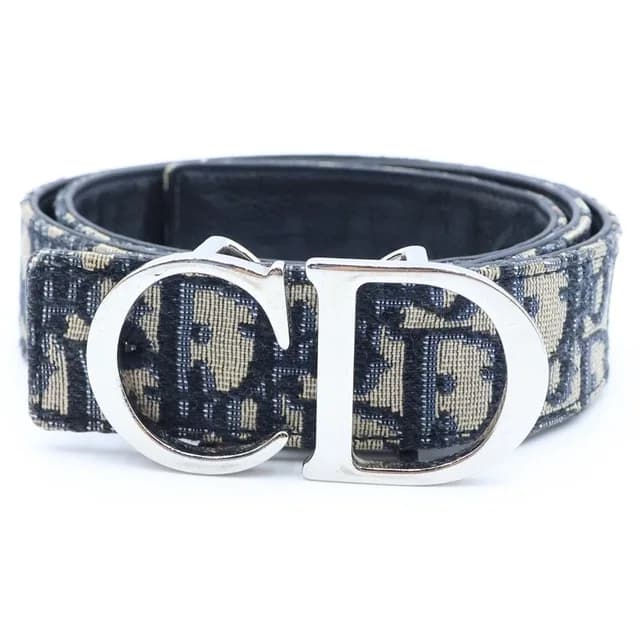 Dior Oblique Reversible CD Logo Belt Navy Canvas Leather in Navy Canvas from The Reluxe, photo 1 of 1