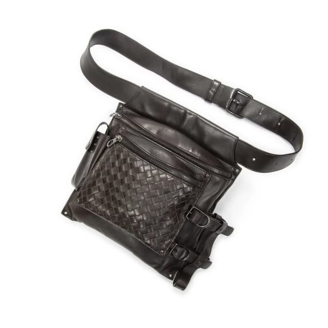 Bottega Veneta Utility Front Pocket Waist Bag Dark Brown Trim Intrecciato in Brown Woven leather from The Reluxe, photo 1 of 1