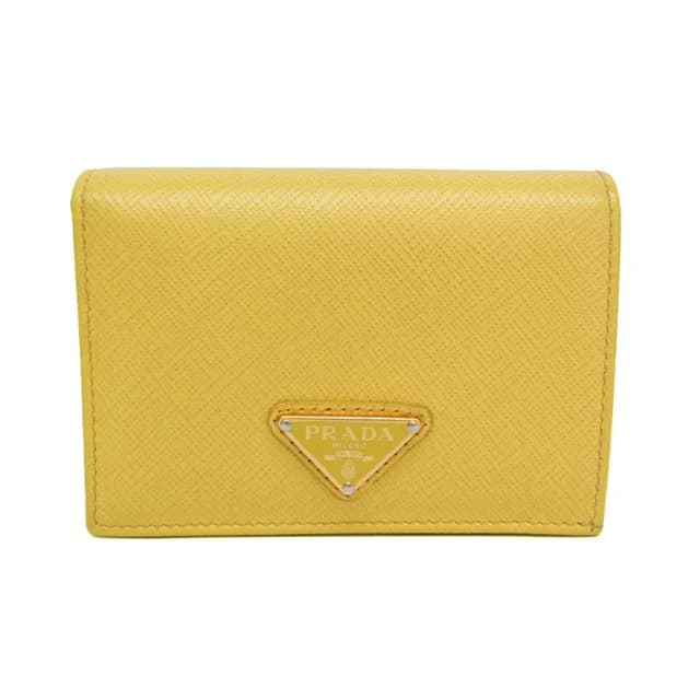 Prada Saffiano Triangle Logo 1MV021 Women's Leather Wallet (bi-fold) Yellow in Yellow Leather from Elady, photo 1 of 1