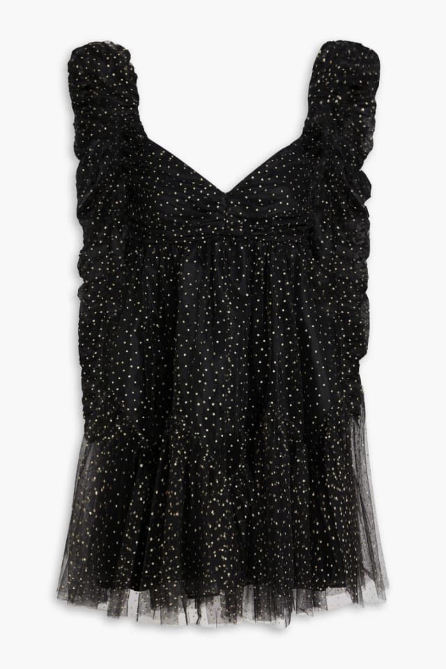 Zimmermann Ruched Glittered Tulle Mini Dress, image 1 of 1 from THE OUTNET