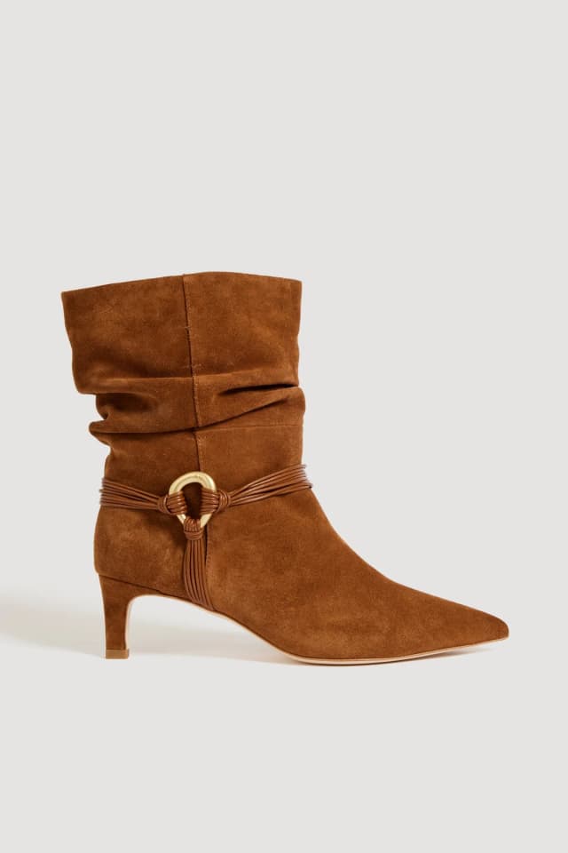 AJE Mae Slouchy Low Boot in AMBER BROWN, image 1 of 1 from Aje
