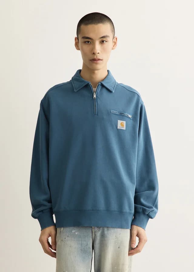 Carhartt WIP Half Zip Detroit Sweat in Blue River, image 1 of 1 from Incu