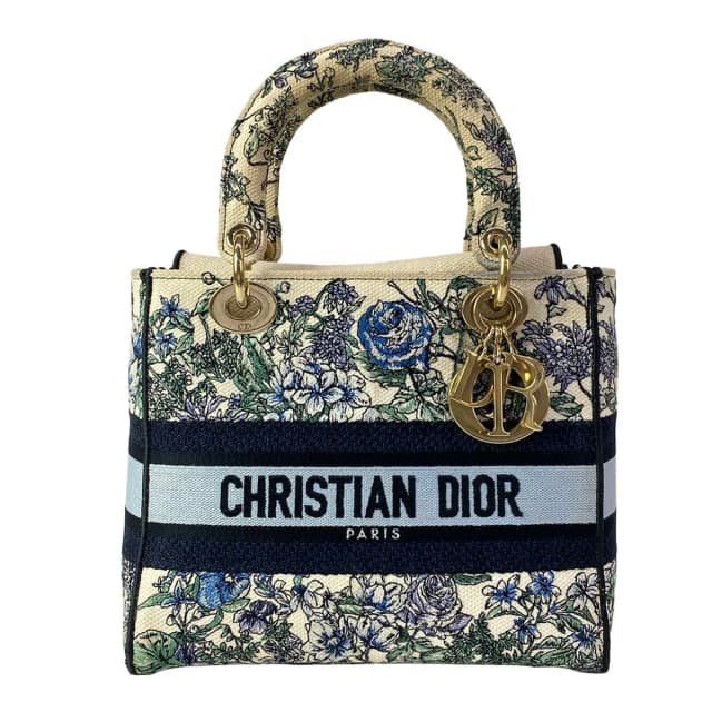 Dior Handbag Lady Delight Medium Bag Ivory Blue Multi Floral Pattern in White from The Reluxe, photo 1 of 1