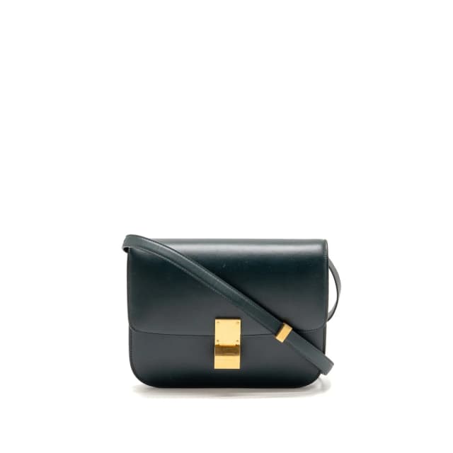 Celine Medium Classic Box Bag Calfskin Dark Green GHW in Green Calfskin from EMIER, photo 1 of 1