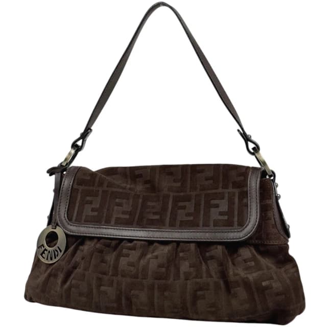 Fendi Shoulder Bag Zucca Pattern Suede Brown in Brown Suede from The Reluxe, photo 1 of 1