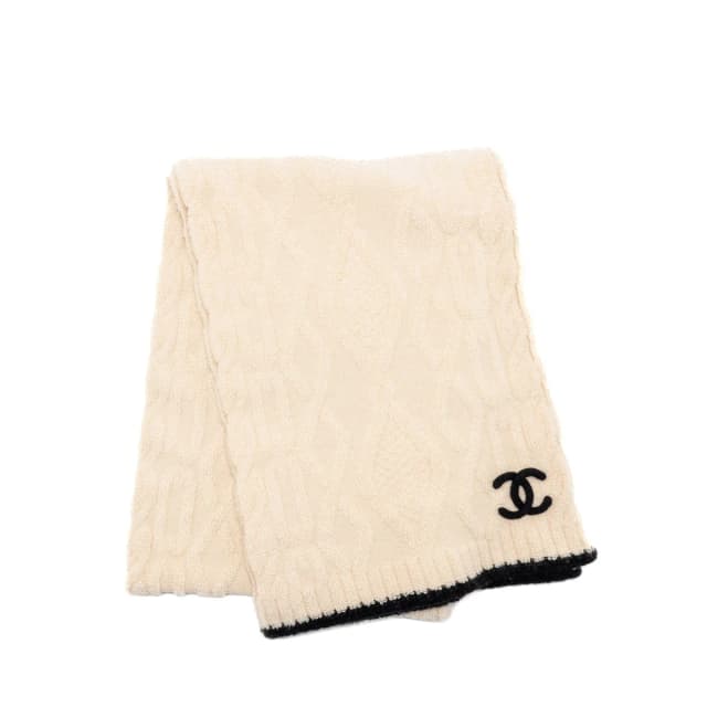Chanel CC Knit Scarf Cashmere Beige/Black in Black Cashmere from EMIER, photo 1 of 1