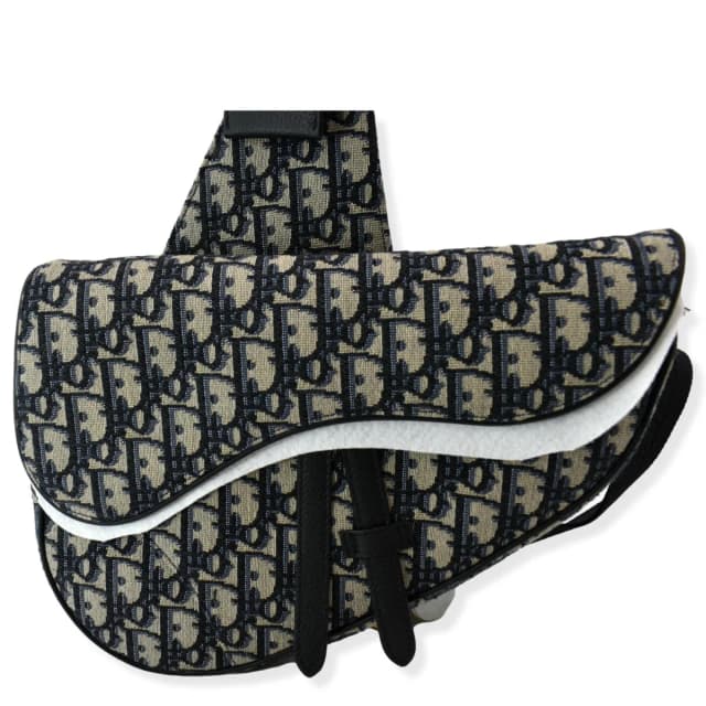 Dior Saddle Oblique Jacquard Crossbody Bag Navy Grey in Navy from Dallas Designer Handbags, photo 1 of 1