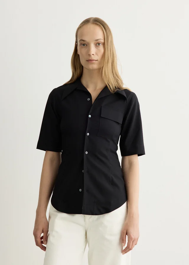 AMI PARIS Bowling Shirt in NOIR, image 1 of 1 from Incu