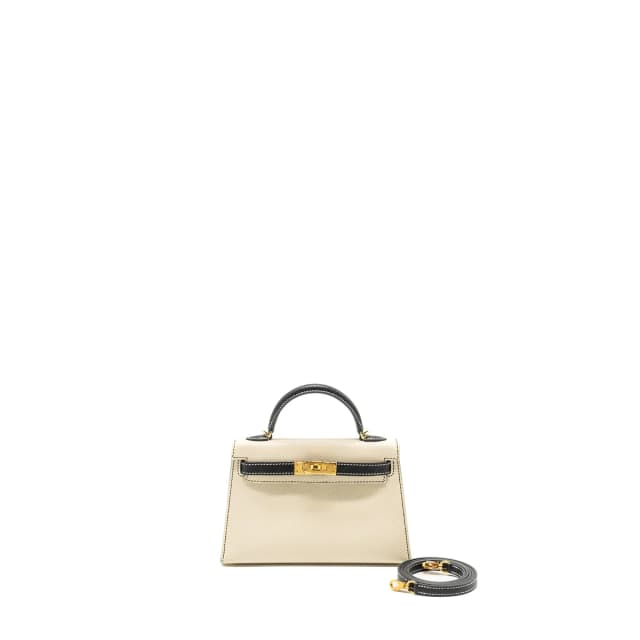 Hermès Mini Kelly Special Order Epsom Nata/Black GHW Stamp U in Black Epsom leather from EMIER, photo 1 of 1