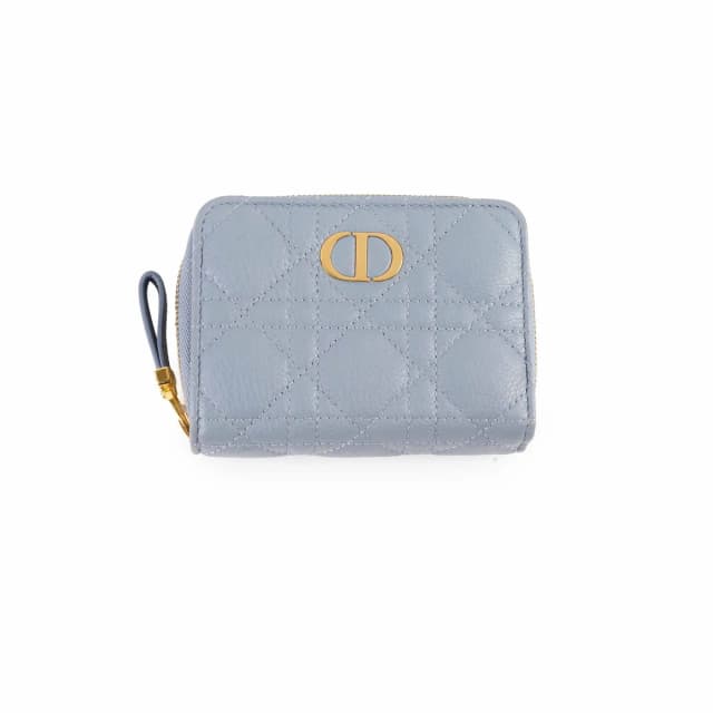 Dior Cannage Caro Zipped Wallet Scarlet Blue in Red Calfskin from The Purse Affair, photo 1 of 1