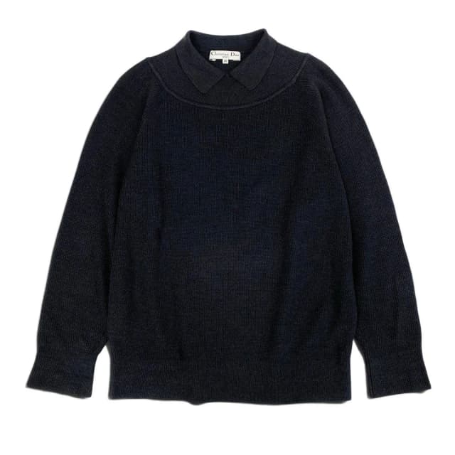 Dior Ii3 Sport Collared Knit Sweater Logo Embroidery Black Wool Silk in Black Silk from The Reluxe, photo 1 of 1