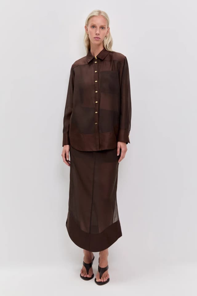 AJE Capture Shirt in CHOCOLATE, image 1 of 1 from Aje
