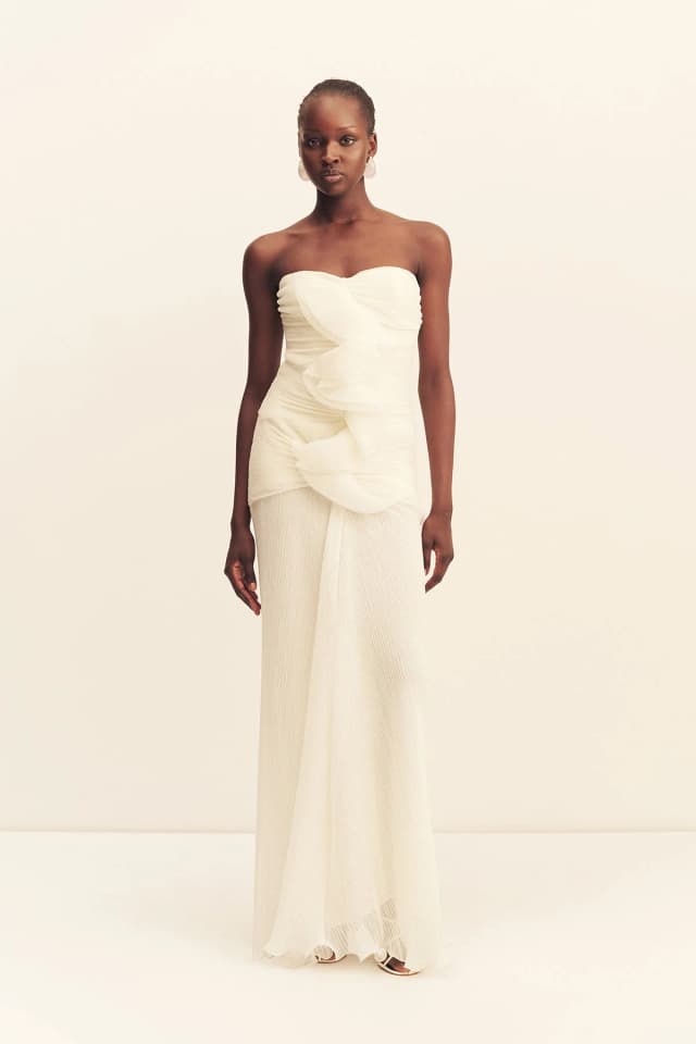 Shona Joy FEDERICK PLEATED RUFFLE MAXI DRESS - IVORY, image 1 of 1 from Shona Joy