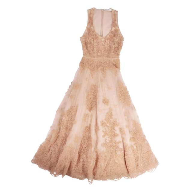 Dior Dress Sleeveless Sheer Tulle Embroidery Beaded Top Nylon Beige US 6 in Beige Nylon from The Reluxe, photo 1 of 1