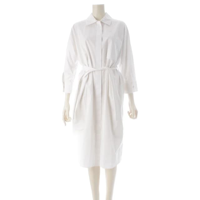 Hermès Cotton Hiyoko Carriage Embroidery Pocket Belt Shirt Dress White 38 in White from The Reluxe, photo 1 of 1
