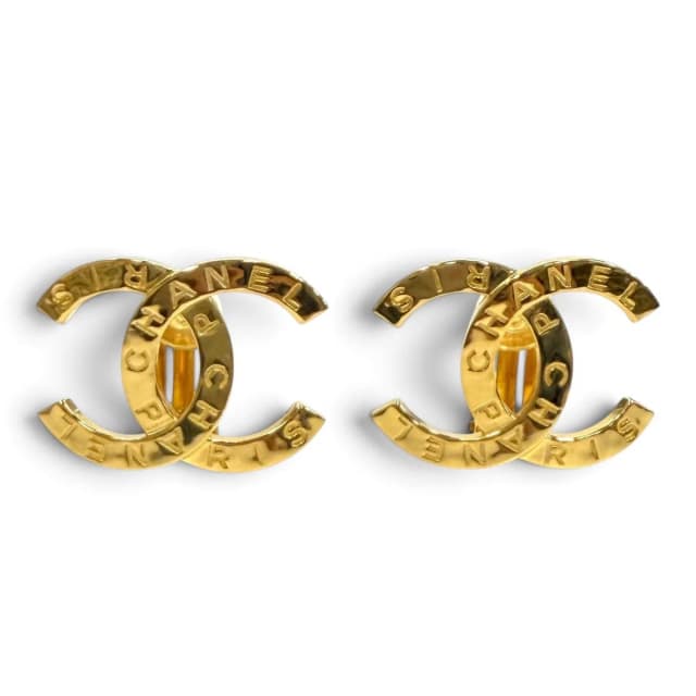 Chanel CC Logo Design Large Earrings Gold in Gold from The Reluxe, photo 1 of 1