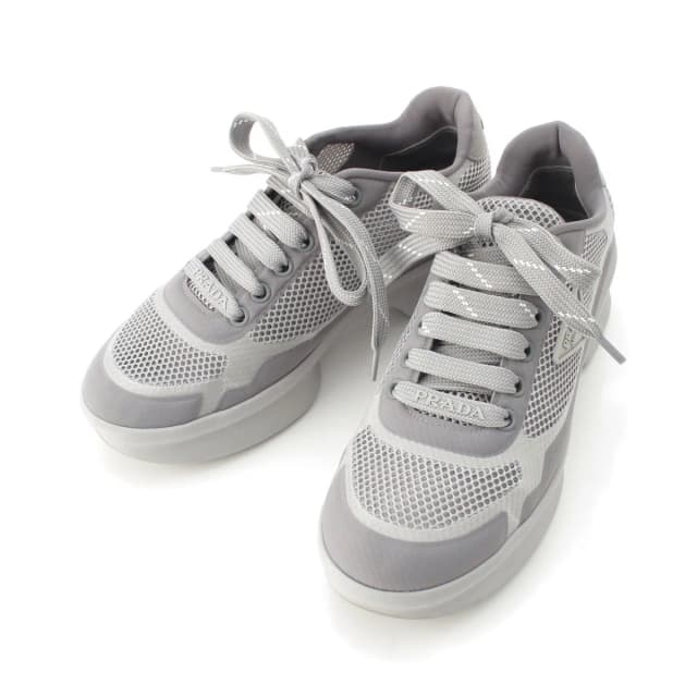 Prada Re-Nylon Logo Mesh Lace-up Sneakers Gray in Grey Nylon from The Reluxe, photo 1 of 1