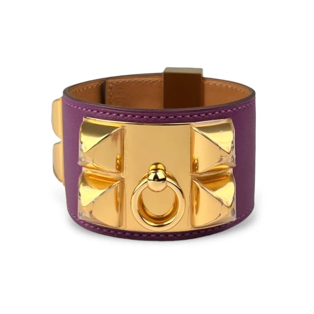 Hermès 2014 Swift Anemone Collier De Chien CDC Cuff Bracelet with GHW in Anemone Swift Leather from Designer Archives, photo 1 of 1