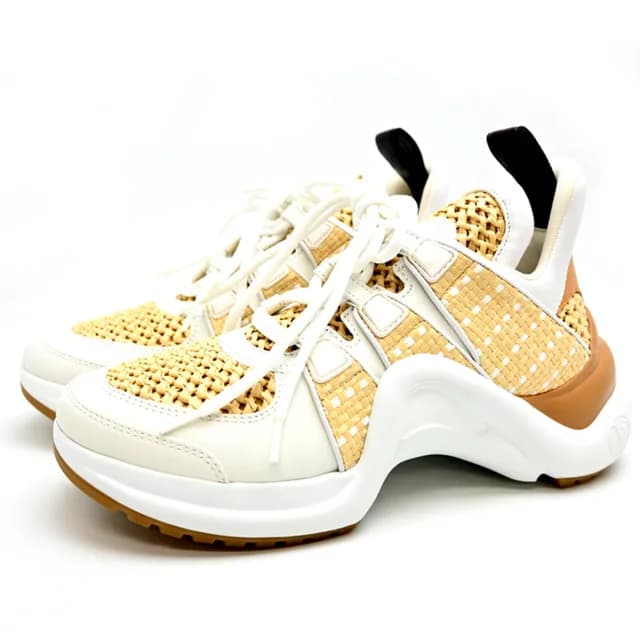 Louis Vuitton Arclight Line Sneakers #38 (Japan size approx. 24.0cm) Women's Raffia in White/Beige in Beige/White Raffia from Elady, photo 1 of 1