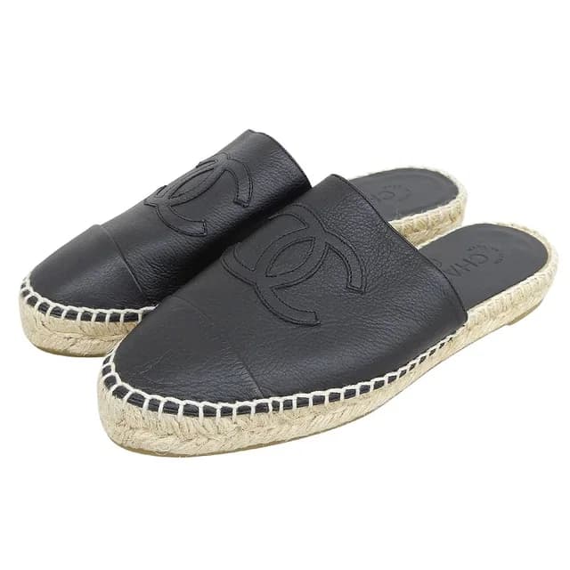 Chanel CC Logo Sandals Black in Black Leather from The Reluxe, photo 1 of 1