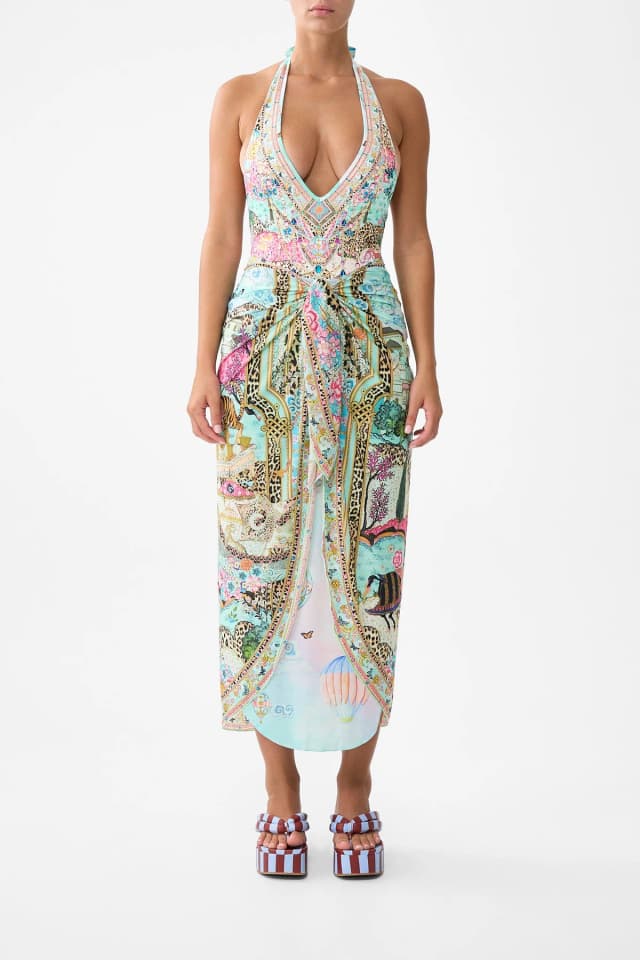Camilla eBoutique LAYERED MAXI SARONG WITH TIE FRONT MINIATURE MOMENTS, image 1 of 1 from CAMILLA