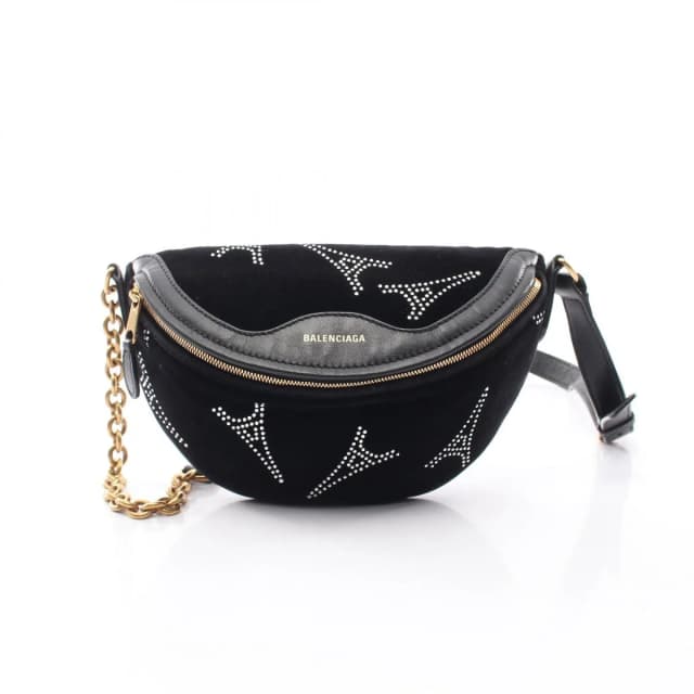 Balenciaga Waist Bag S-veneer Rhinestone Black Leather Fabric in Black Leather from The Reluxe, photo 1 of 1