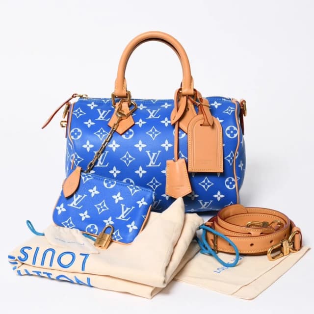 Louis Vuitton Speedy P9 Bandouliere 25 Boston Bag Blue White in White Lambskin from The Reluxe, photo 1 of 1