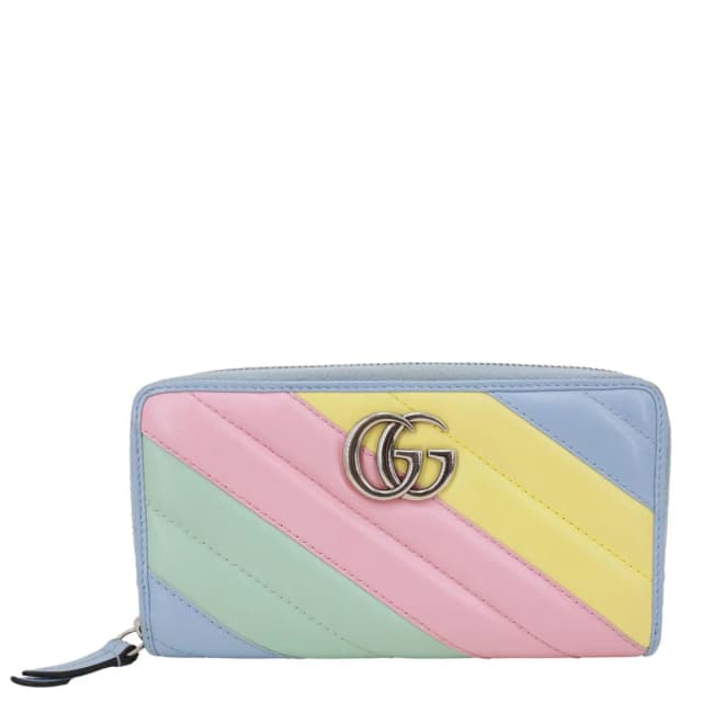 Gucci GG Marmont Matelasse Calfskin Leather Zip Around Wallet Pastel Multicolor in Multicolor Calfskin from Dallas Designer Handbags, photo 1 of 1