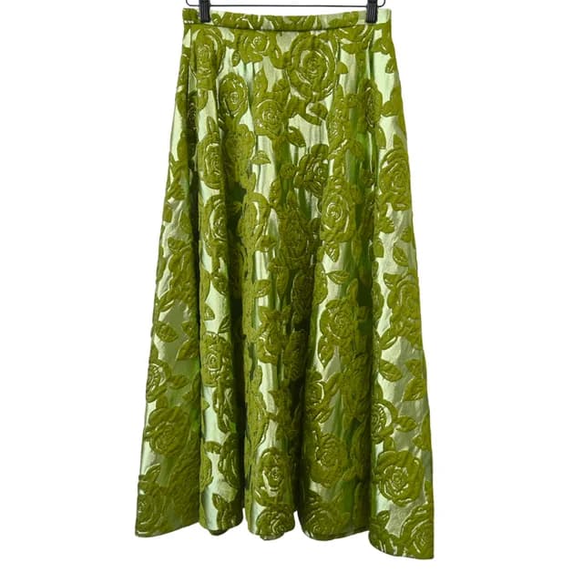 Valentino Garavani Metallic Rose Brocade Midi Skirt in Pink Silk from Clotheshorse Anonymous, photo 1 of 1
