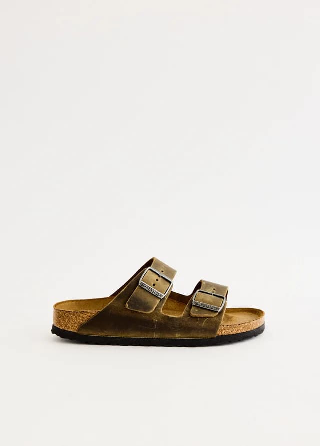 Birkenstock Arizona SFB Faded Khaki Oiled Leather Narrow in Faded Khaki, image 1 of 1 from Incu