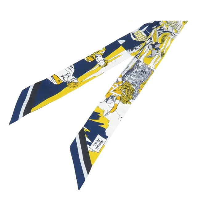 Hermès Twilly 13 Marine Gold Blanc Silk Wow Scarf in White Silk from The Reluxe, photo 1 of 1