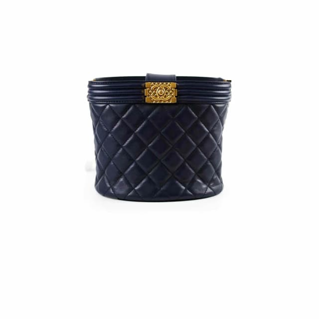 Chanel Boy 20B Lambskin Bucket Bag Navy 30 Series in Navy Lambskin from The Purse Affair, photo 1 of 1