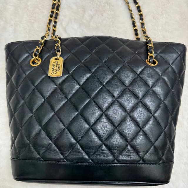 Chanel Black lambskin Matelassé Medium Tote/Shoulder Bag in Black Lambskin from SparklesnDreams, photo 1 of 1