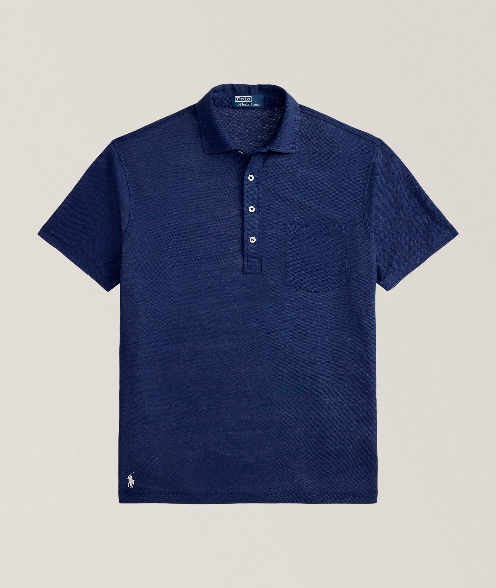 Polo Ralph Lauren Standard-Fit Linen Piqué Polo Shirt in Blue Linen & Linen Blends, image 1 of 1 from Harry Rosen