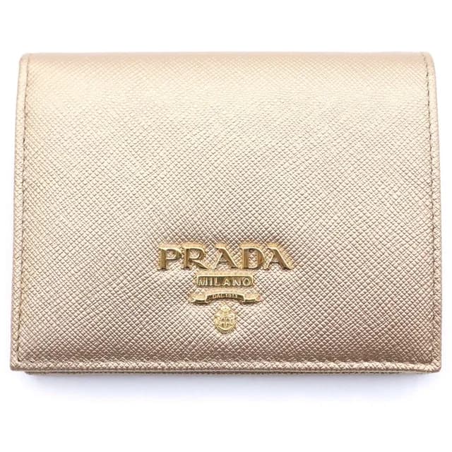 Prada Saffiano Bifold Wallet Gold Leather in Gold Saffiano leather from The Reluxe, photo 1 of 1