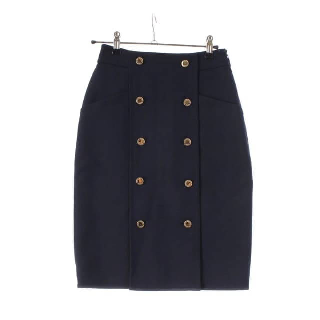Louis Vuitton Nicolas Ghesquiere by Wool Rayon Gold Button Front Slit Skirt in Gold Wool from The Reluxe, photo 1 of 1