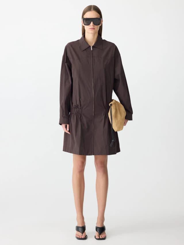 Bassike Crushed Cotton Peplum Dress, image 1 of 1 from bassike