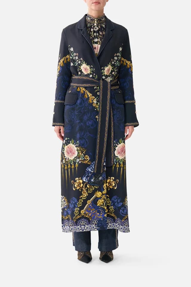 Camilla eBoutique CUFFED SIDE SPLIT COAT NOTES FROM THE BLUE ROOM, image 1 of 1 from CAMILLA