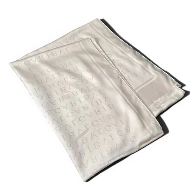 Bvlgari Logo Silk Scarf Fringe Ivory in White Silk from The Reluxe, photo 1 of 1