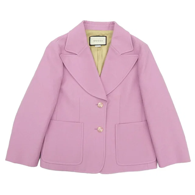 Gucci Single Tailored Short Jacket Pink Silk Wool in Pink Silk from The Reluxe, photo 1 of 1