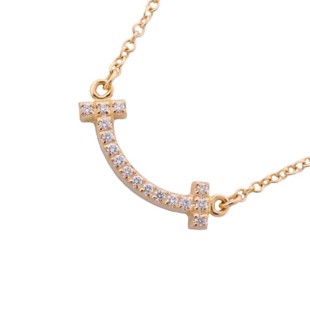 Tiffany & Co. Necklace T Smile Mini 18k Pink Gold Diamond in Pink from The Reluxe, photo 1 of 1